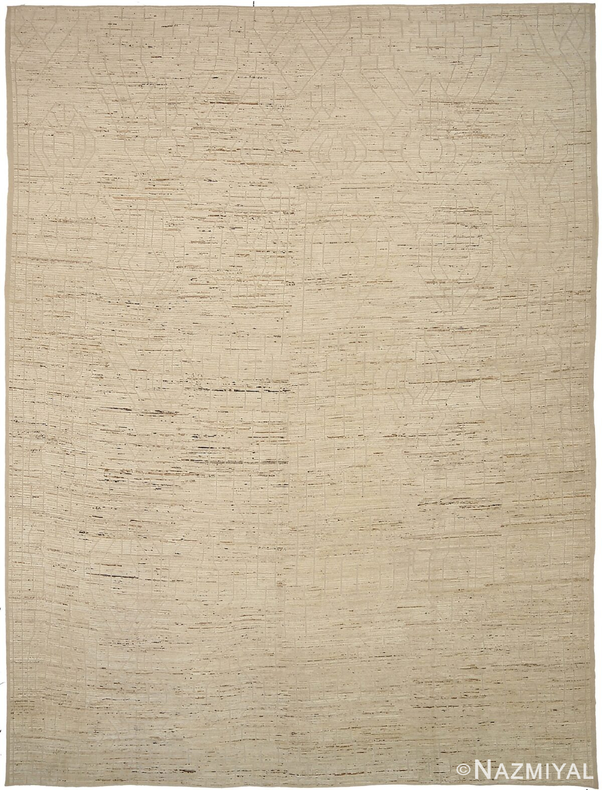 Beige Geometric Modern Distressed Rug 60797 by Nazmiyal Antique Rugs