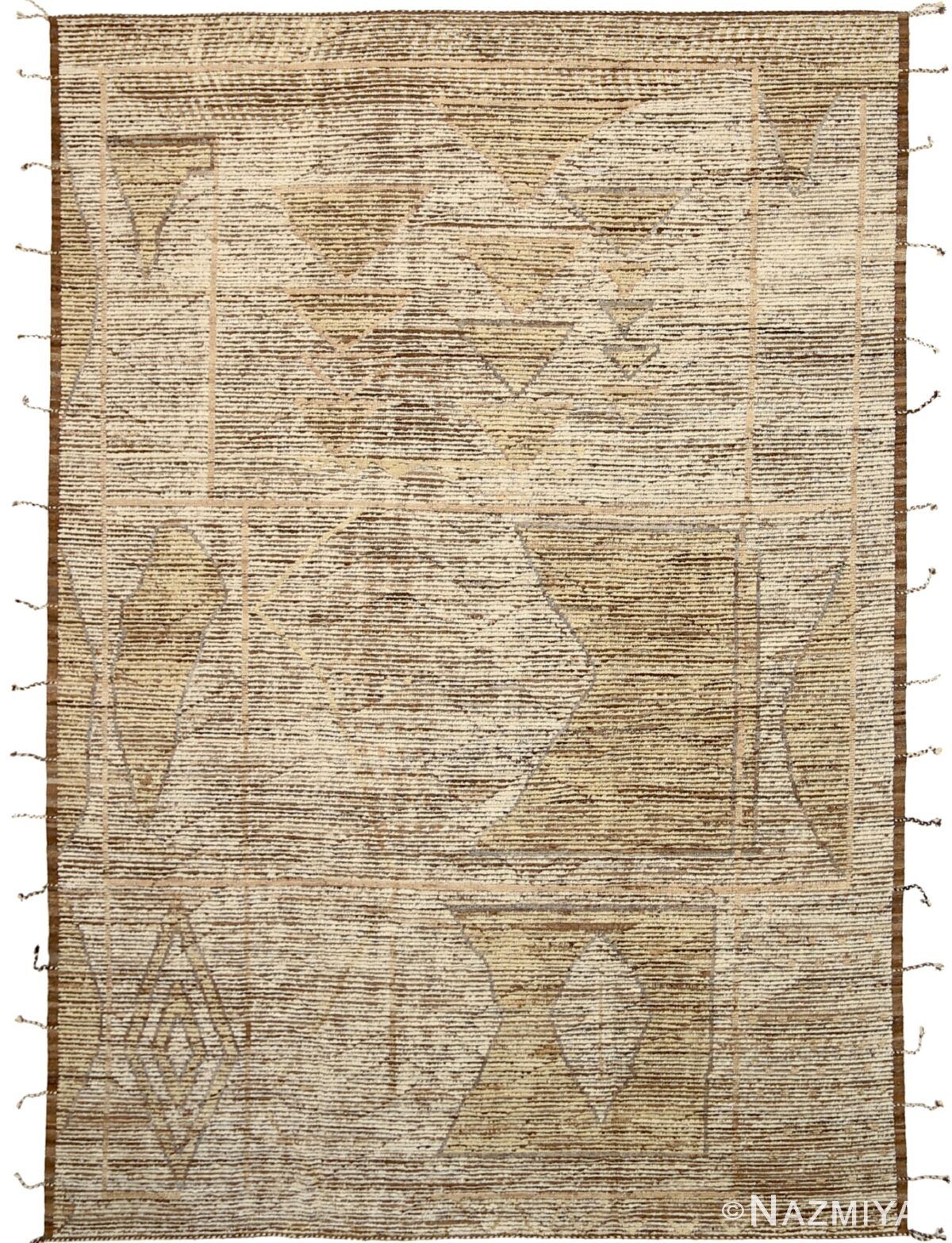Bronze Geometric Modern Distressed Rug 60803 by Nazmiyal Antique Rugs