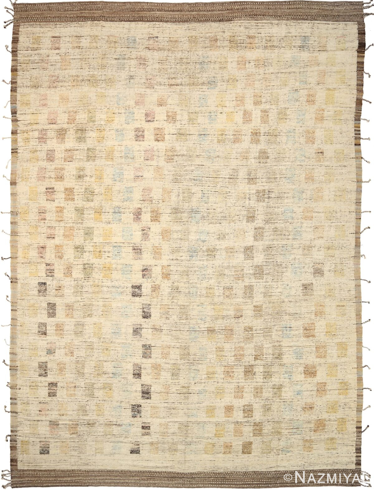 Brown Beige Light Beige Modern Distressed Rug 60788 by Nazmiyal Antique Rugs