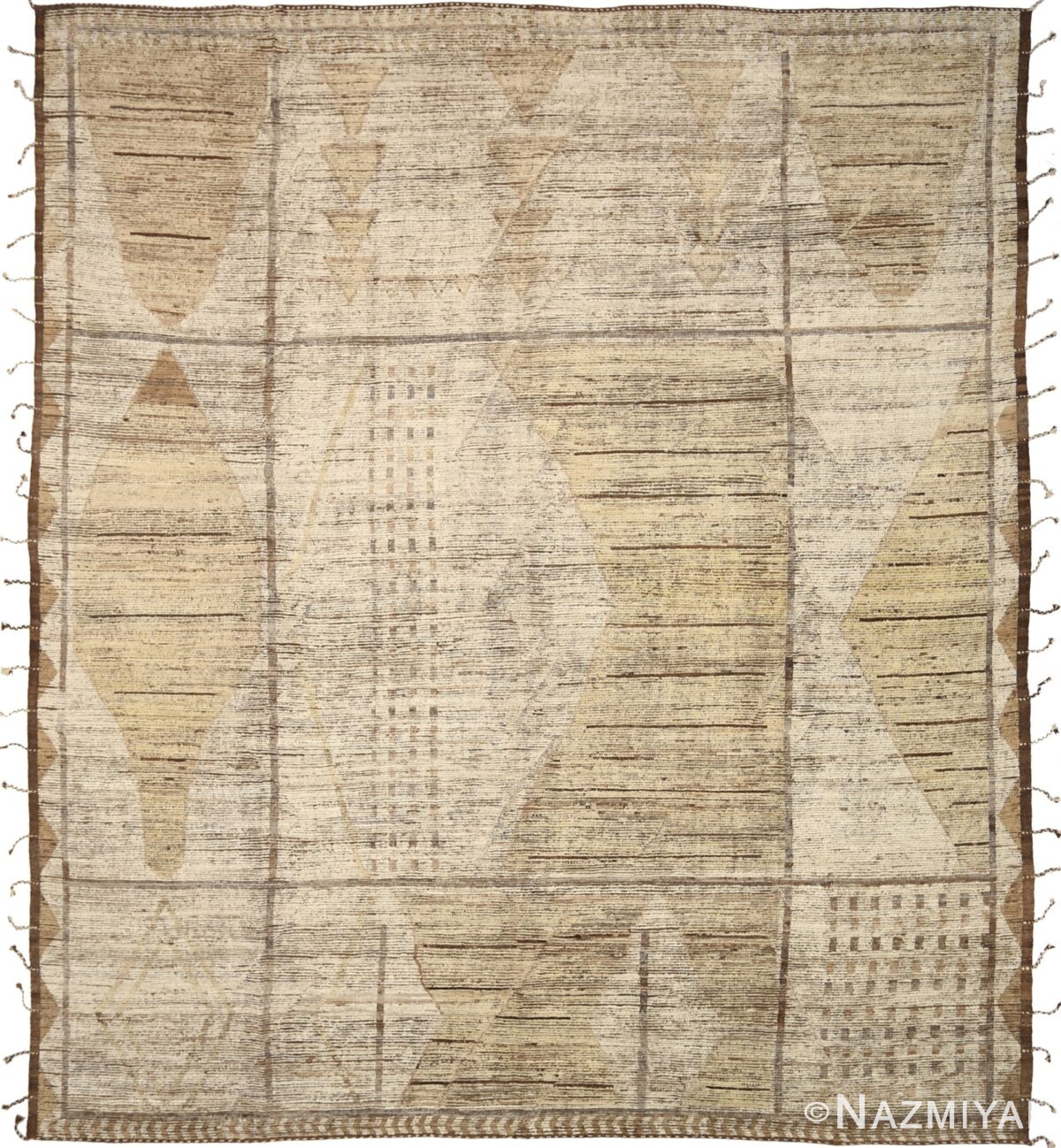 Brown Geometric Modern distressed Rug 60789 by Nazmiyal Antique Rugs