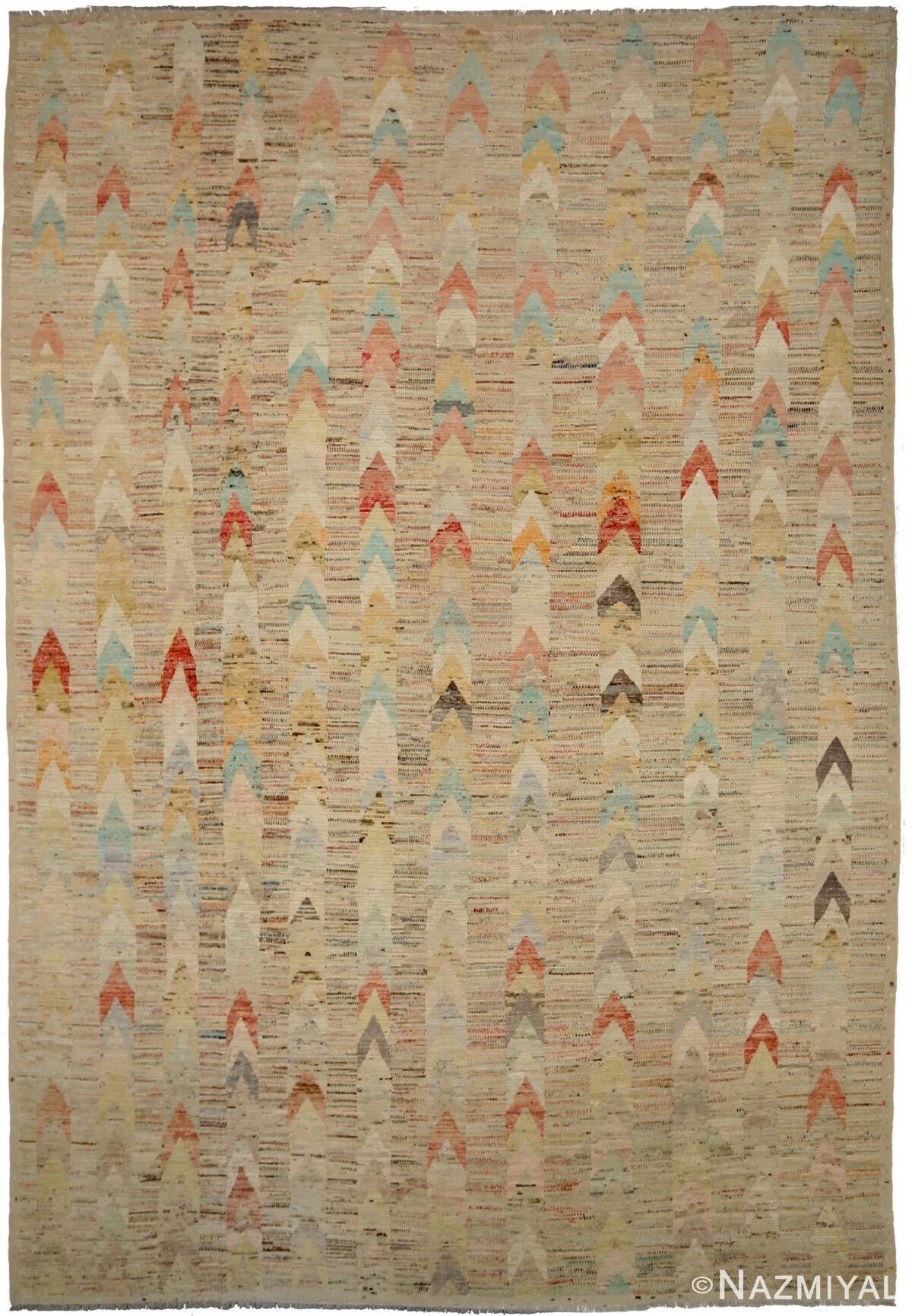 Brownstone Geometric Modern Distressed Rug 60808 by Nazmiyal Antique Rugs