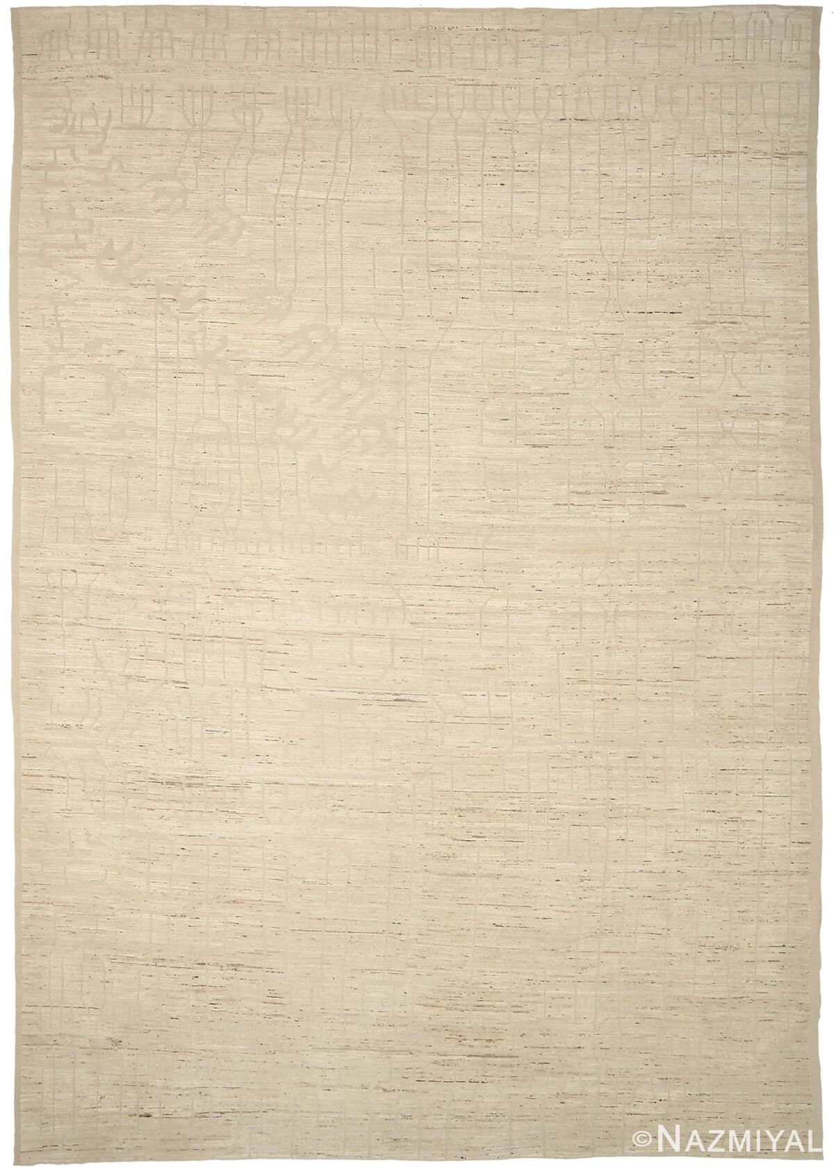 Caramel Geometric Modern Distressed Rug 60809 by Nazmiyal Antique Rugs