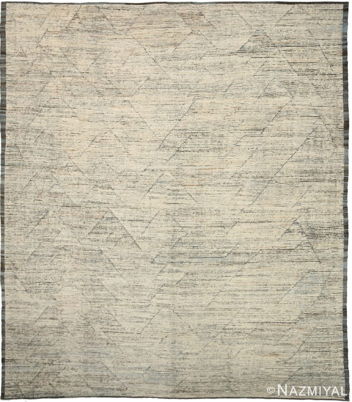 Charcoal Geometric Modern Distressed Rug 60794 by Nazmiyal Antique Rugs