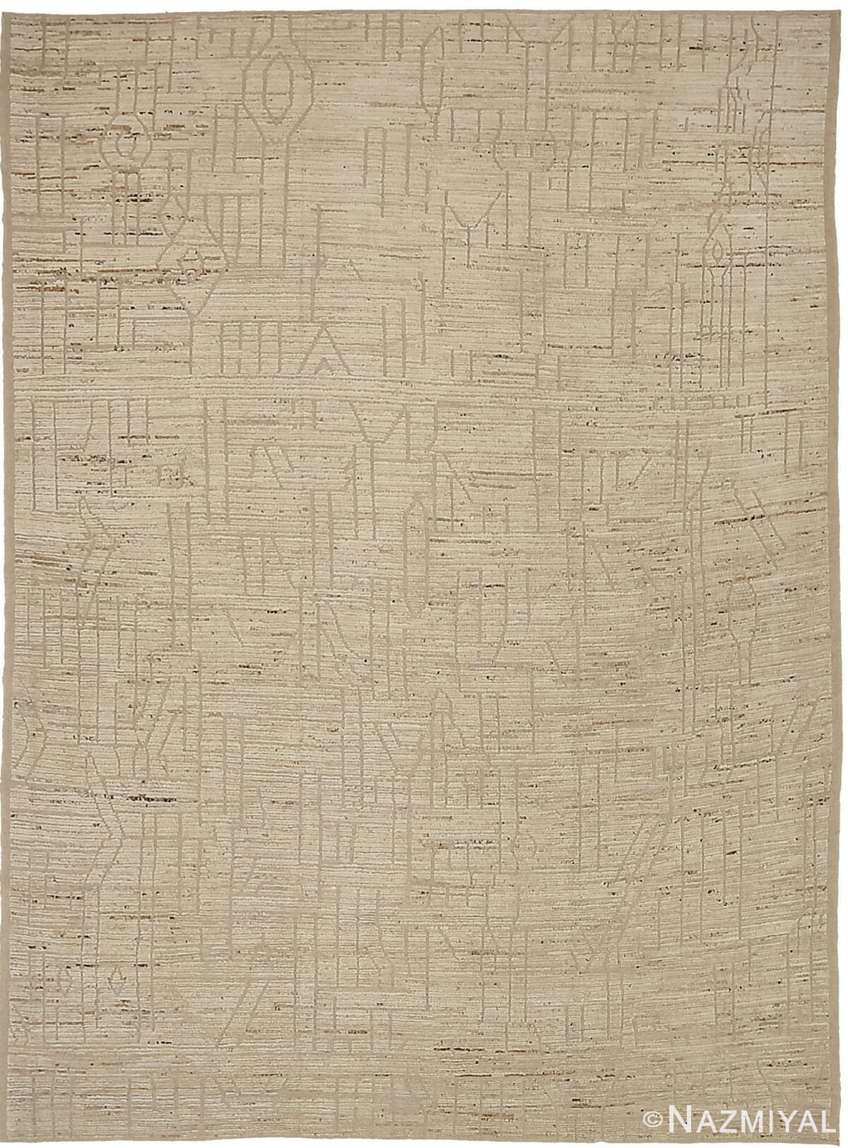 Cobblestone Geometric Modern Distressed Rug 60812 by Nazmiyal Antique Rugs