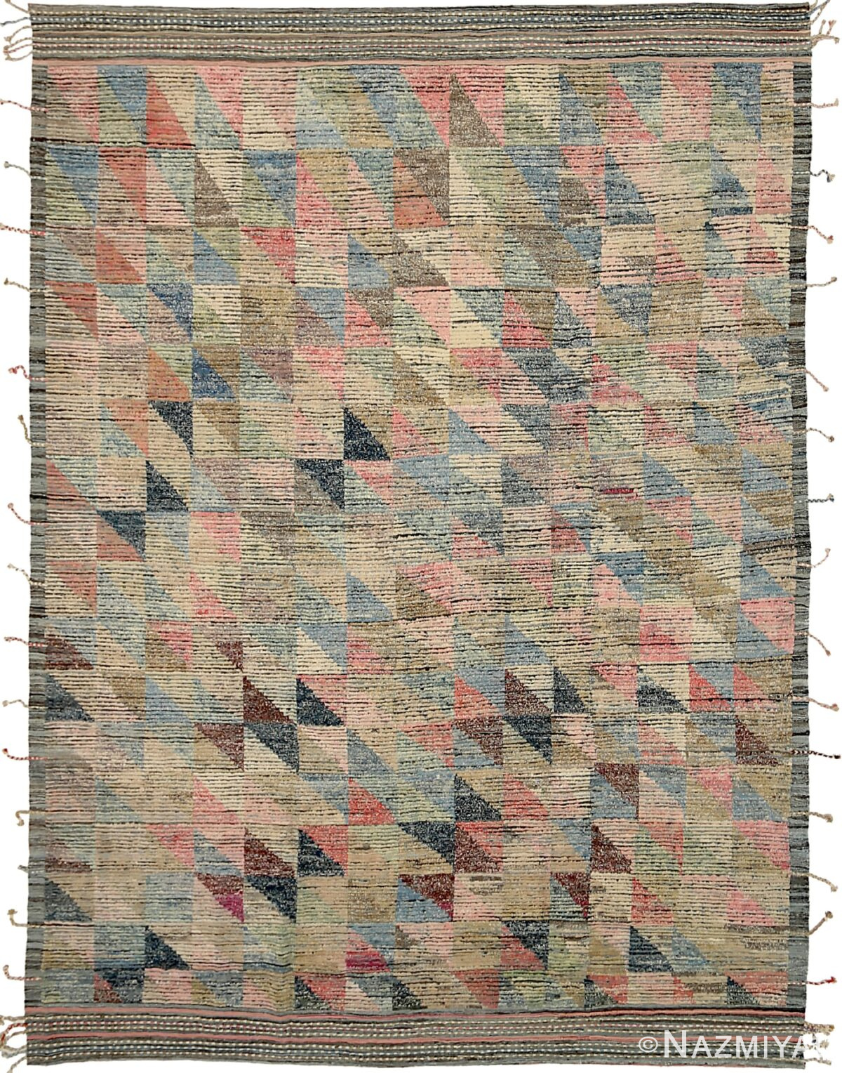 Colorful Modern Distressed Rug 60795 by Nazmiyal Antique Rugs