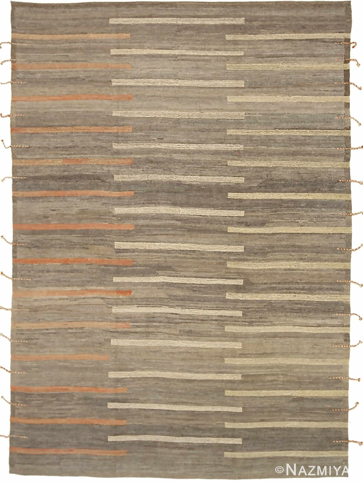 Dark Brown Geometric Modern Distressed Rug 60829 by Nazmiyal Antique Rugs