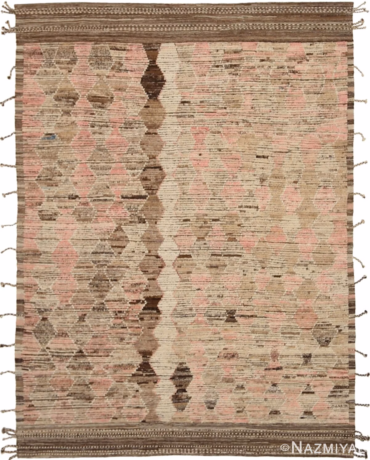 Dark Brown Orange Geometric Modern Distressed Rug 60834 by Nazmiyal Antique Rugs