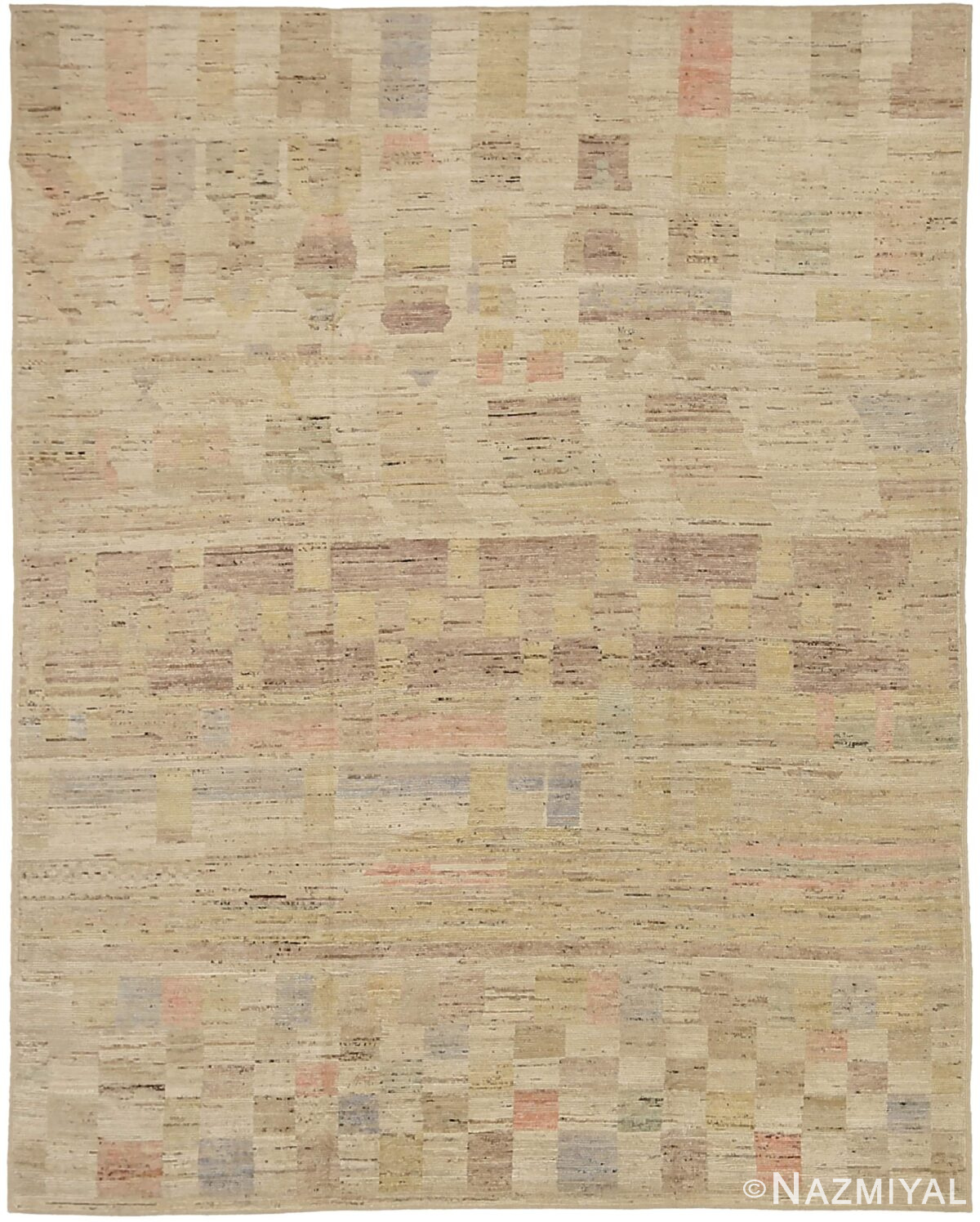 Neutral Color Geometric Modern Moroccan Rug 60782 by Nazmiyal Antique Rugs