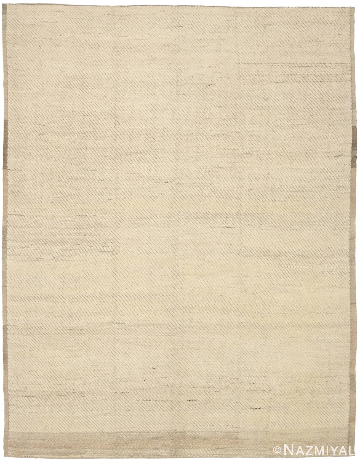 Ivory Color Modern Moroccan Rug 60784 by Nazmiyal Antique Rugs