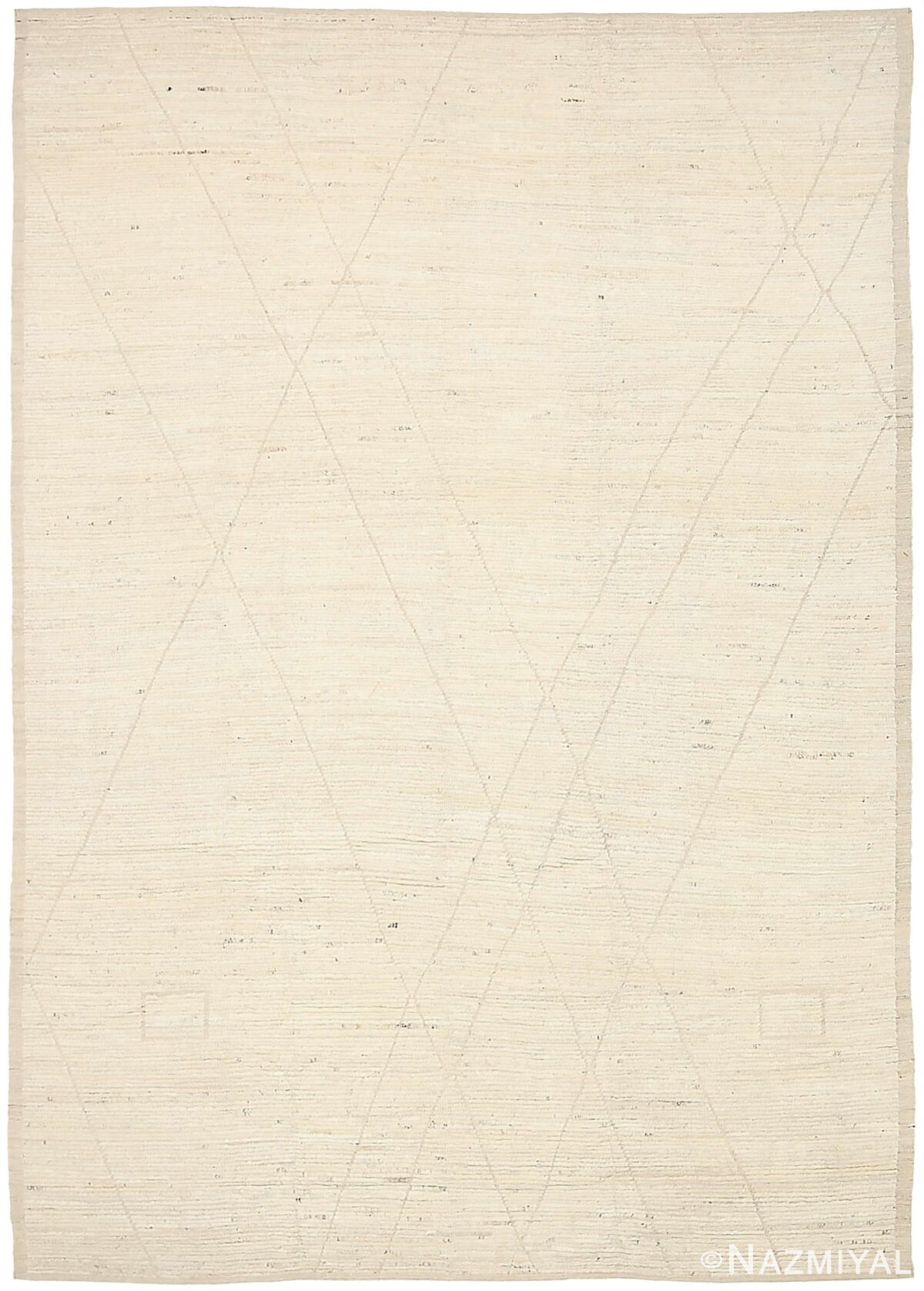 Ivory Geometric Modern Moroccan Rug 60781 by Nazmiyal Antique Rugs