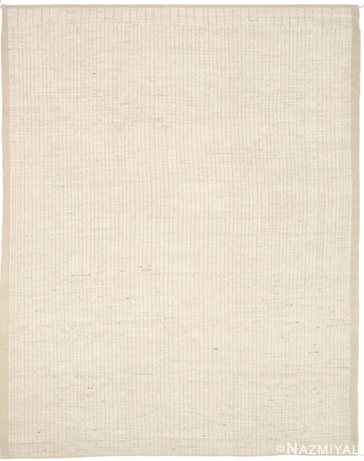 Ivory Textured Modern Distressed Rug 60806 by Nazmiyal Antique Rugs