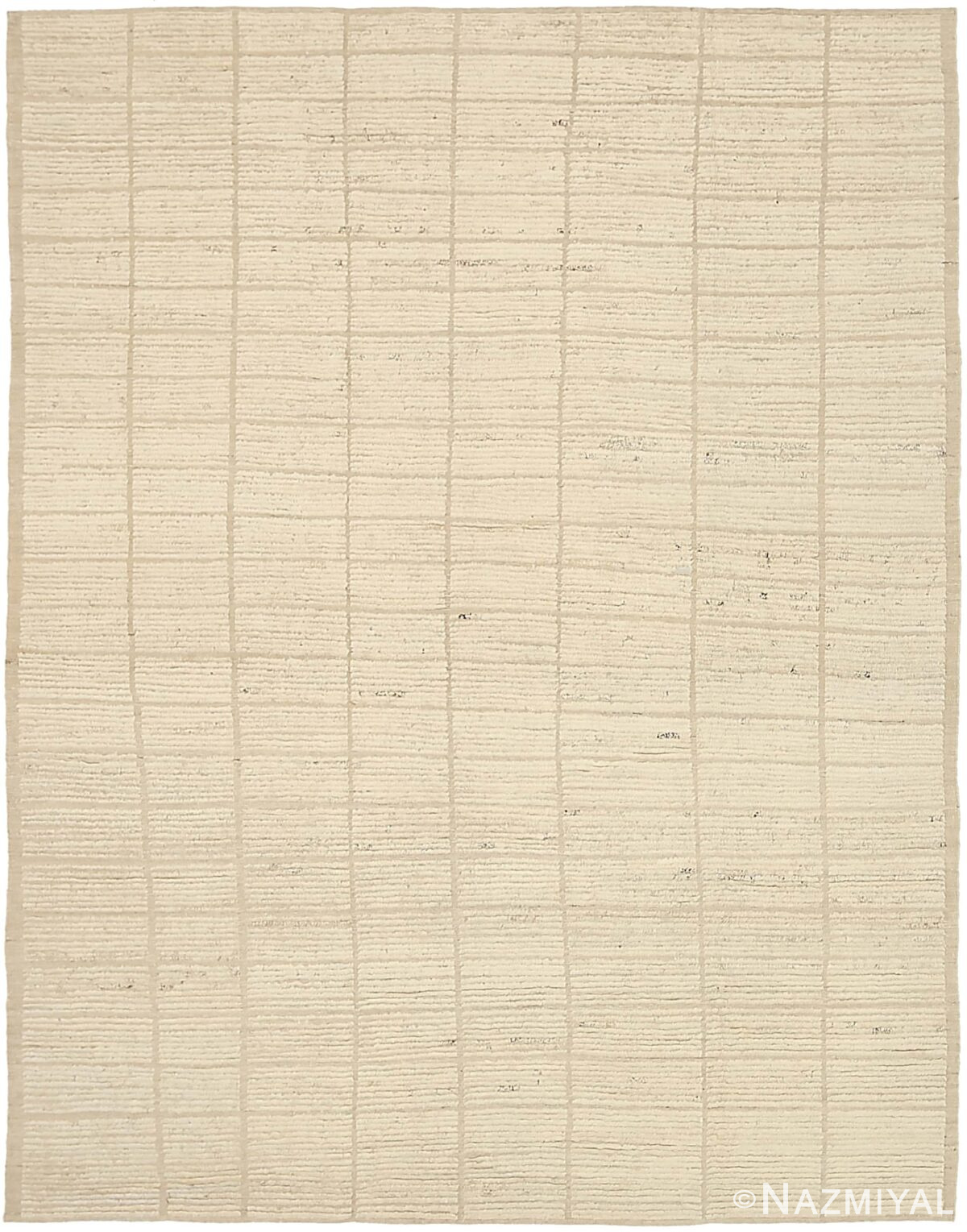 Ivory Textured Modern Distressed Rug 60822 by Nazmiyal Antique Rugs