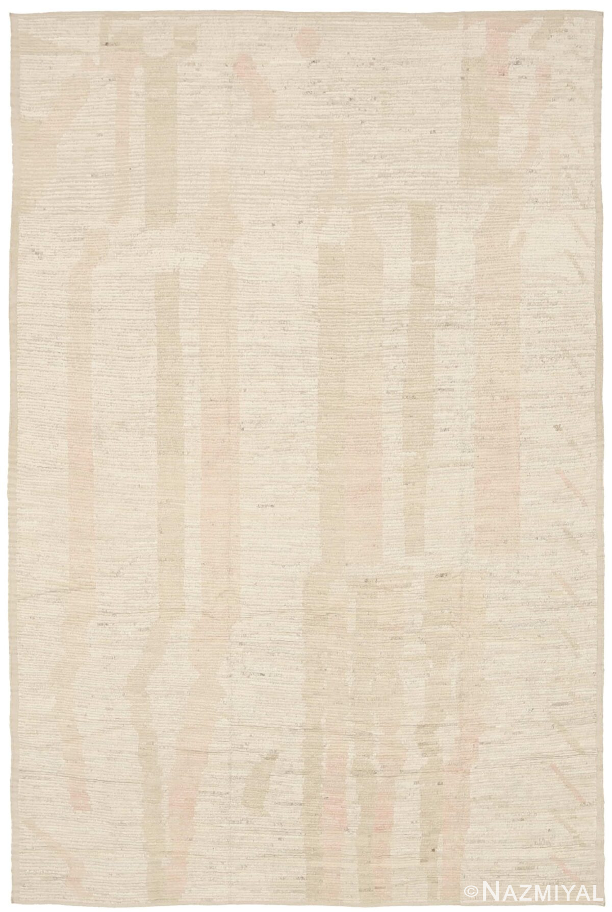 Light Beige Orange Modern Distressed Rug 60823 by Nazmiyal Antique Rugs