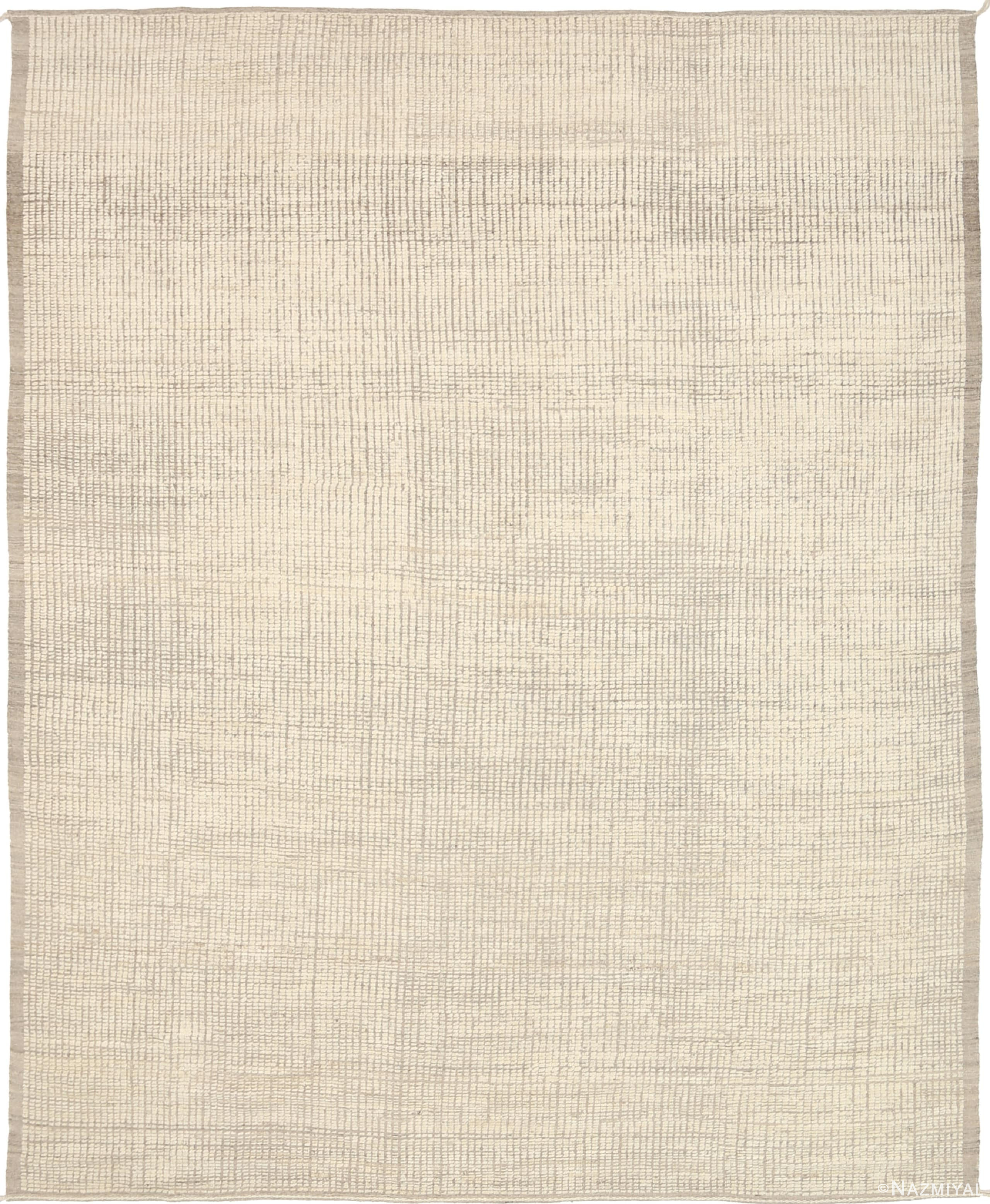 Light Beige Textured Modern Distressed Rug 60810 by Nazmiyal Antique Rugs