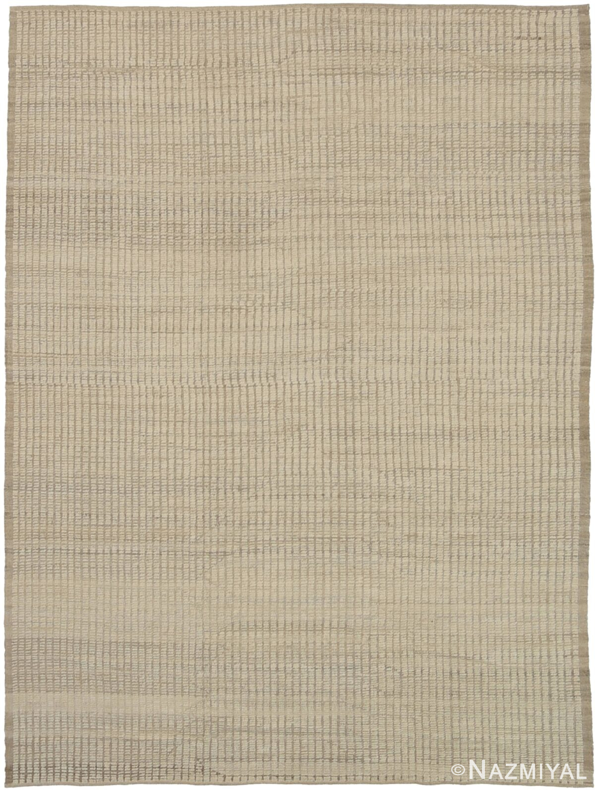 Textured Soft Neutral Color Modern Distressed Area Rug #6083 by Nazmiyal Antique Rugs