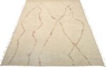 Whole View Of Cream Geometric Stripe Modern Distressed Rug 60793 by Nazmiyal Antique Rugs