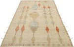 Whole View Of Cream Orange Color Geometric Modern Moroccan Rug 60778 by Nazmiyal Antique Rugs