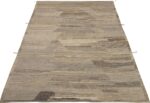 Whole View Of Dark Brown Beige Color Geometric Modern Distressed Rug 60830 by Nazmiyal Antique Rugs