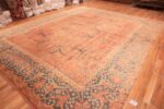 Whole View Of Large Coral Antique Turkish Oushak Area Rug 70876 by Nazmiyal Antique Rugs