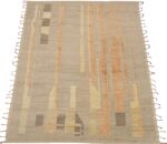 Whole View Of Taupe Orange Geometric Modern Distressed Rug 60816 by Nazmiyal Antique Rugs