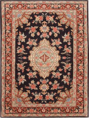 Black Background Vintage Persian Tabriz Rug 70761 by Nazmiyal Antique Rugs