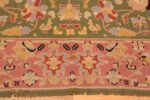 Border Of Green Background Antique Portuguese Needlepoint Rug 71004 by Nazmiyal Antique Rugs