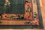 Corner Of Oversized Green Background Antique Chinese Rug 70967 by Nazmiyal Antique Rugs