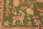 Deer Of Green Background Antique Portuguese Needlepoint Rug 71004 by Nazmiyal Antique Rugs