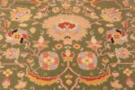 Flower Of Green Background Antique Portuguese Needlepoint Rug 71004 by Nazmiyal Antique Rugs