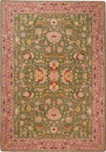 Green Background Antique Portuguese Needlepoint Rug 71004 by Nazmiyal Antique Rugs