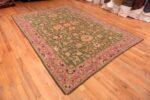 Side Of Green Background Antique Portuguese Needlepoint Rug 71004 by Nazmiyal Antique Rugs