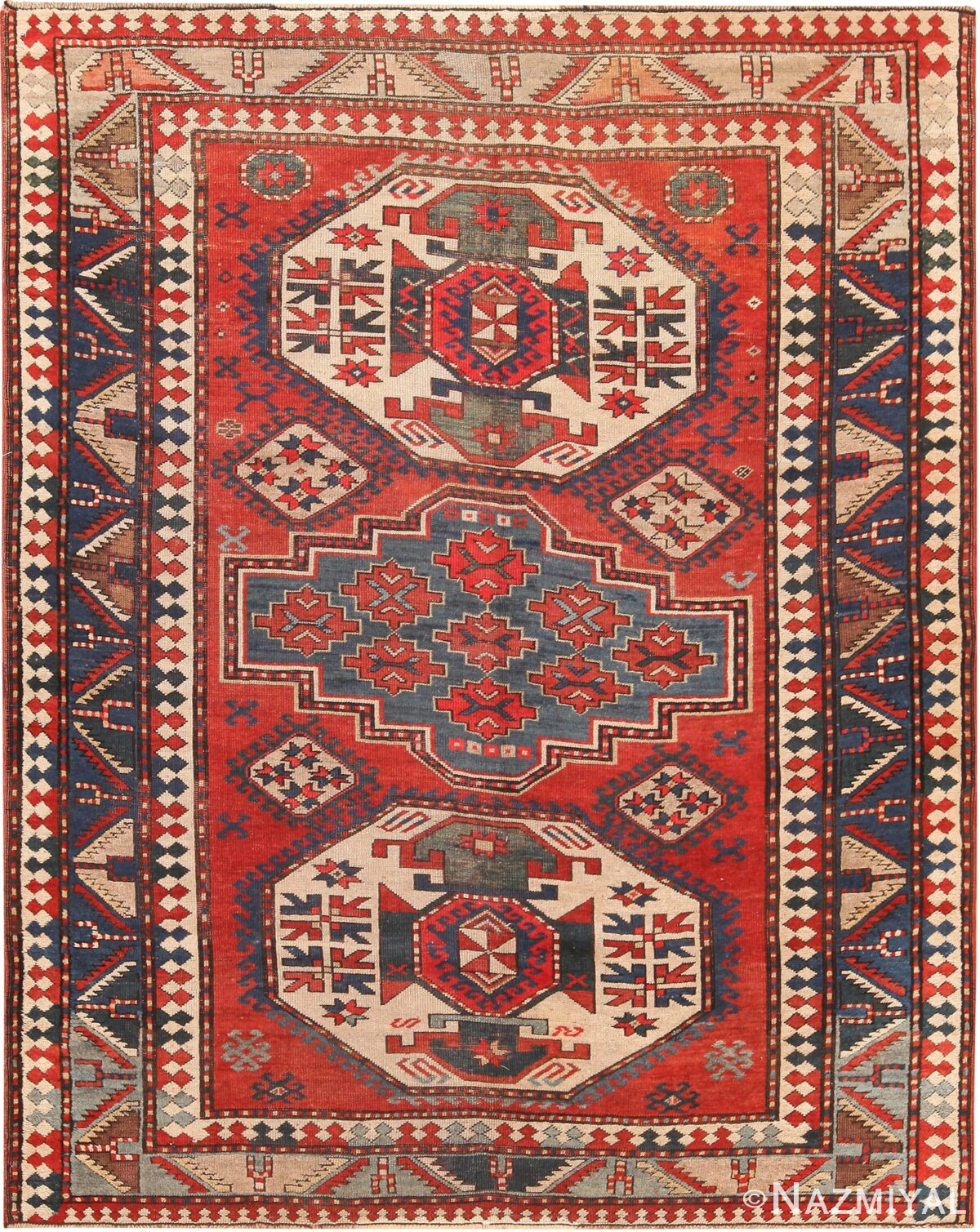 Antique Caucasian Kazak Rug 71016 by Nazmiyal Antique Rugs