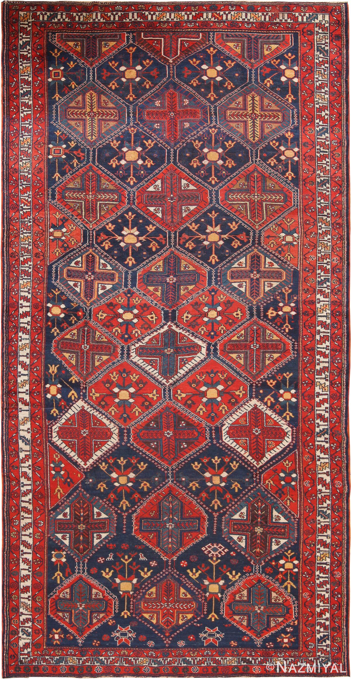 Antique Persian Bakhtiari Area Rug 70754 by Nazmiyal Antique Rugs
