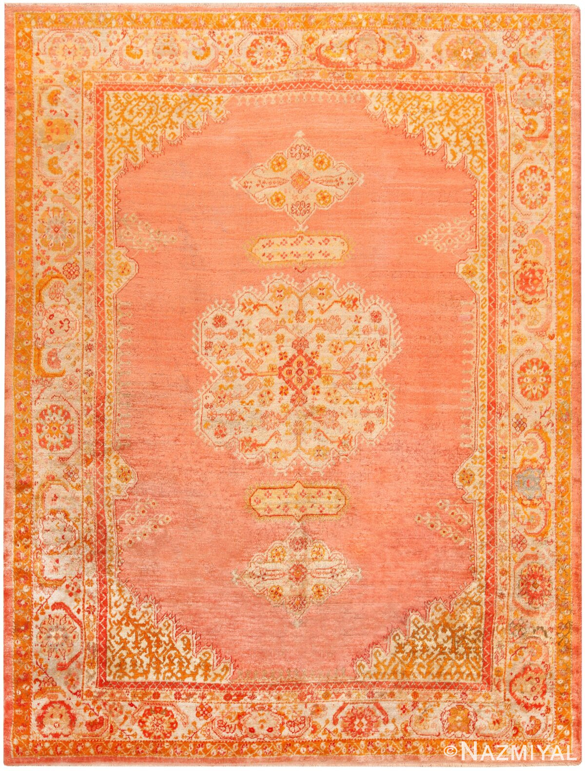 Antique Turkish Oushak Angora Rug 71022 by Nazmiyal Antique Rugs