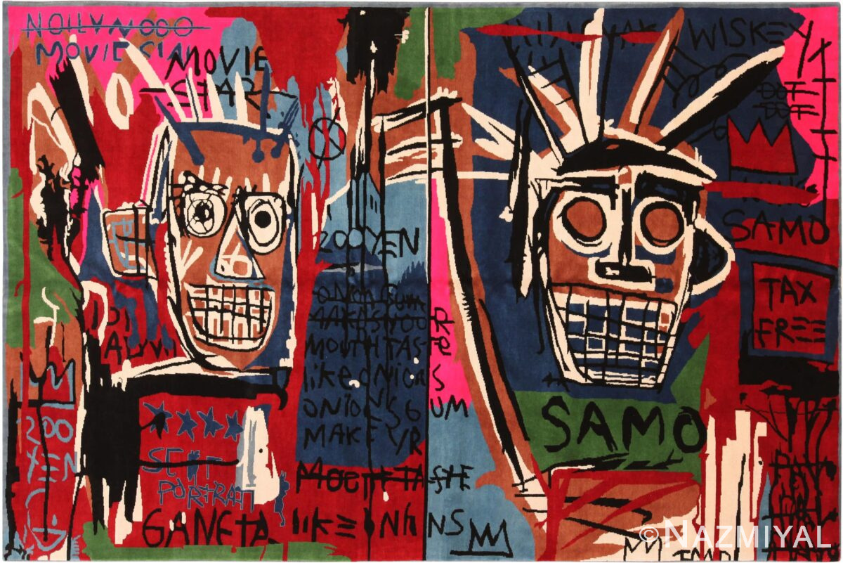 Colorful Modern Basquiat Inspired Art Area Rug 71005 by Nazmiyal Antique Rugs