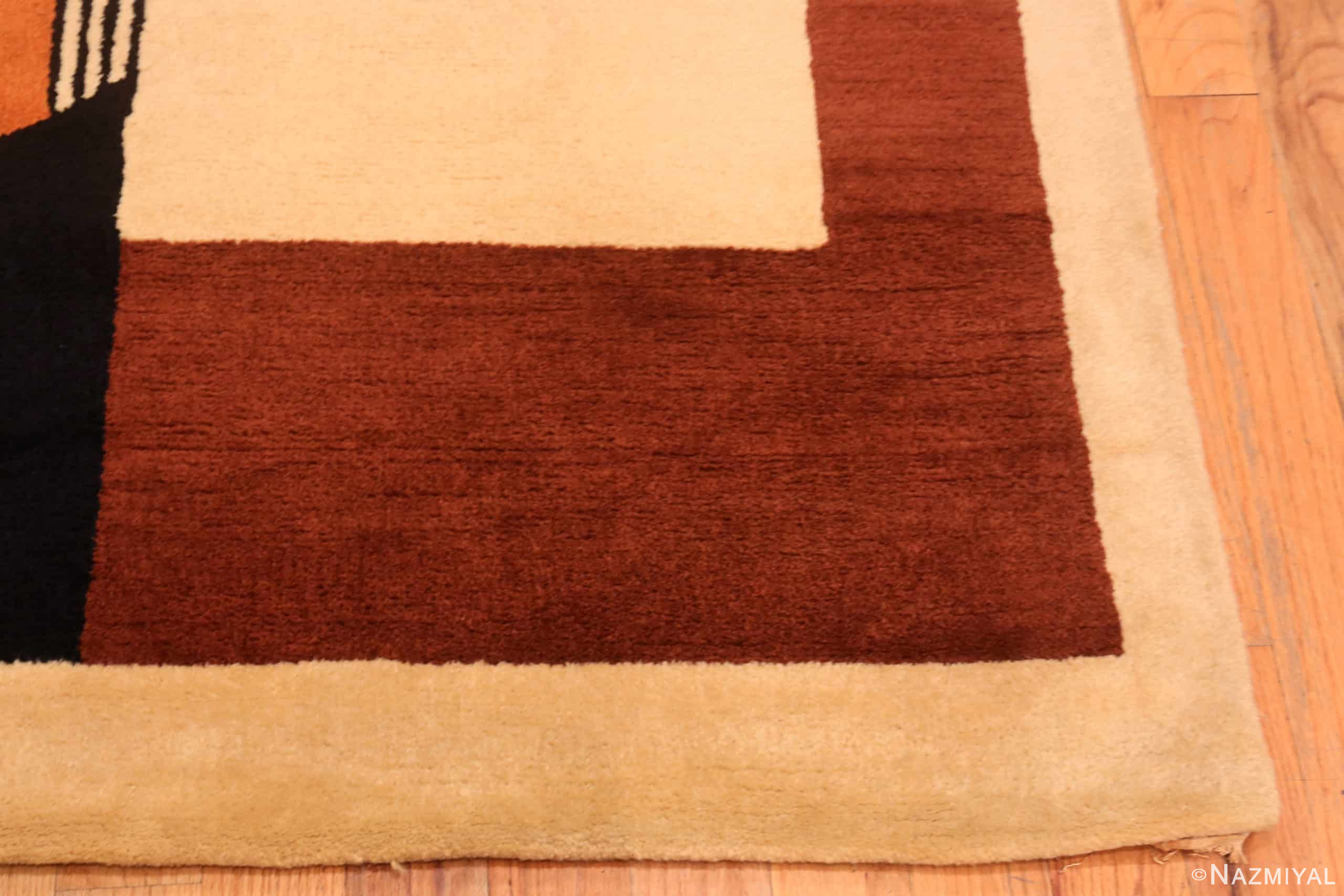 Corner Of Vintage French Art Deco Area Rug 71007 by Nazmiyal Antique Rugs