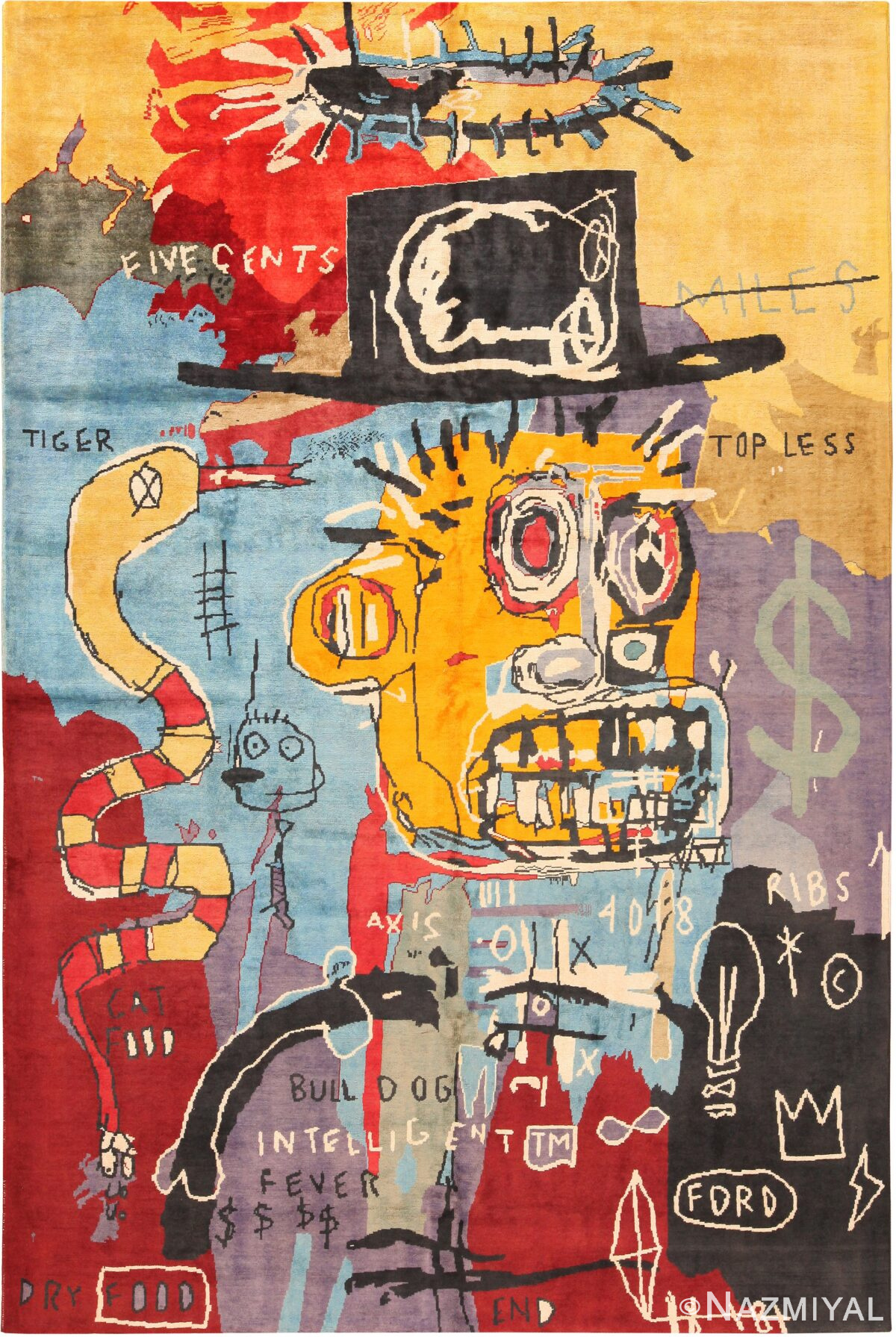 Modern Basquiat Inspired Art Area Rug 71006 by Nazmiyal Antique Rugs