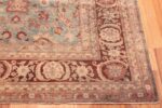 Corner Of Oversized Light Blue Background Antique Persian Kerman Rug 71048 by Nazmiyal Antique Rugs