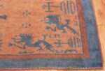 Corner Of Vintage Asian Dragon Design Cotton Agra Rug 70626 by Nazmiyal Antique Rugs