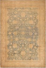 Large Blue Background Antique Persian Kerman Area Rug 71053 by Nazmiyal Antique Rugs