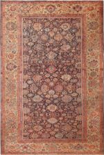 Navy Blue Background Large Antique Persian Sultanabad Rug 71043 by Nazmiyal Antique Rugs