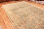 Side Of Light Blue Background Large Antique Persian Tabriz Area Rug 71047 by Nazmiyal Antique Rugs