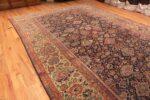 Side Of Navy Blue Background Large Antique Persian Sultanabad Rug 71043 by Nazmiyal Antique Rugs