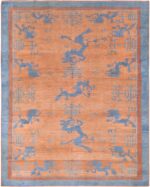 Vintage Asian Dragon Design Cotton Agra Rug 70626 by Nazmiyal Antique Rugs