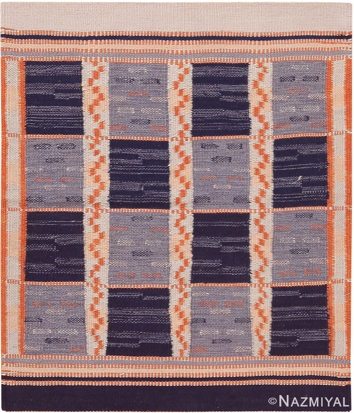 Modern Custom Swedish Kilim Rug Sample 60852 by Nazmiyal Antique Rugs