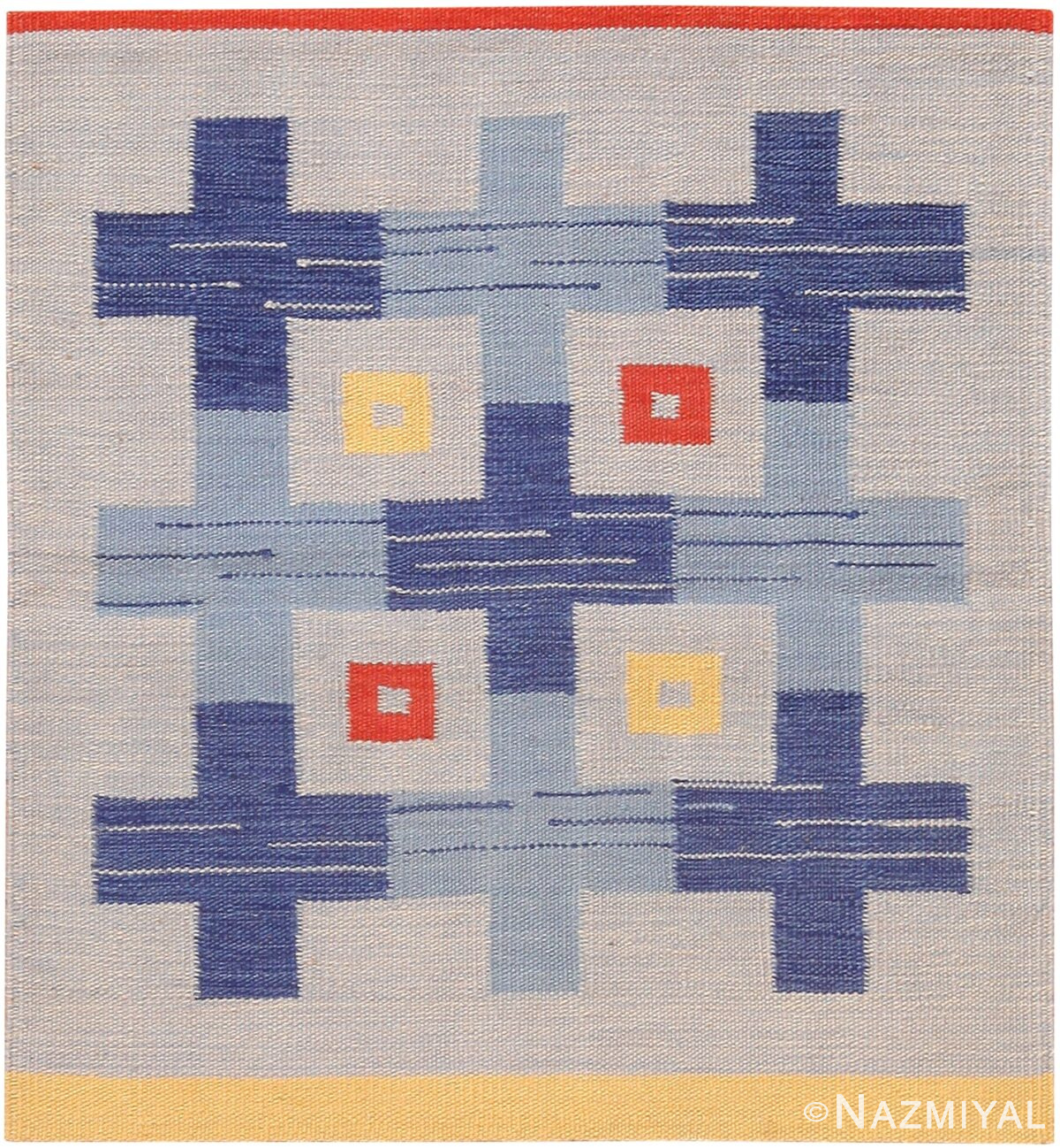 Modern Custom Swedish Kilim Rug Sample 60856 by Nazmiyal Antique Rugs