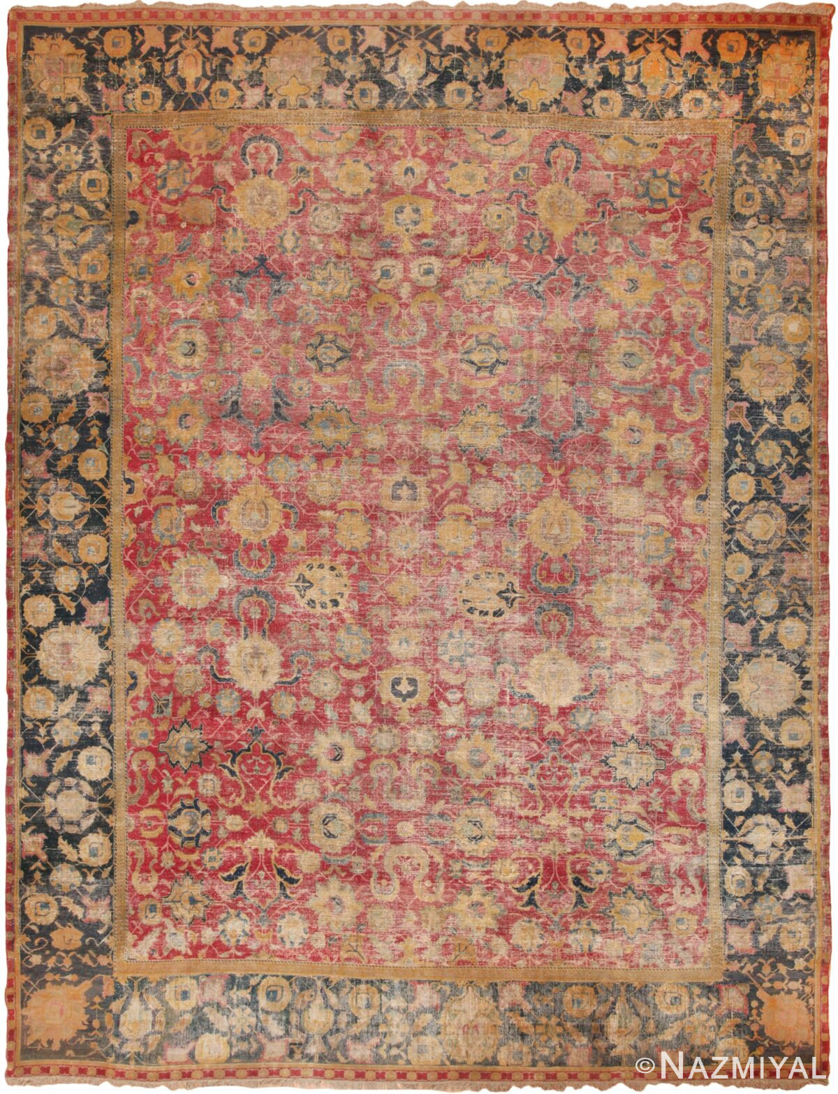 Rare 17th Century Large Antique Persian Isfahan Rug 70804 by Nazmiyal Antique Rugs