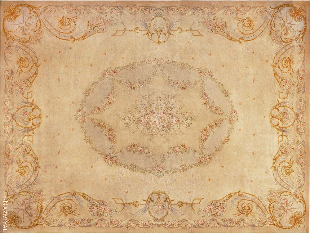 Antique French Floral Savonnerie Carpet Antique French Floral Savonnerie Carpet by Nazmiyal Antique Rugs