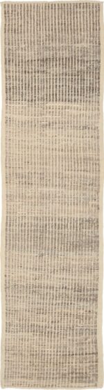 Beige Brown Textured Modern Distressed Runner Rug 60890 by Nazmiyal Antique Rugs