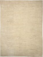 Beige Geometric Modern Distressed 60877 by Nazmiyal Antique Rugs
